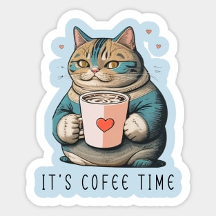 IT'S COFEE TIME CAT Sticker